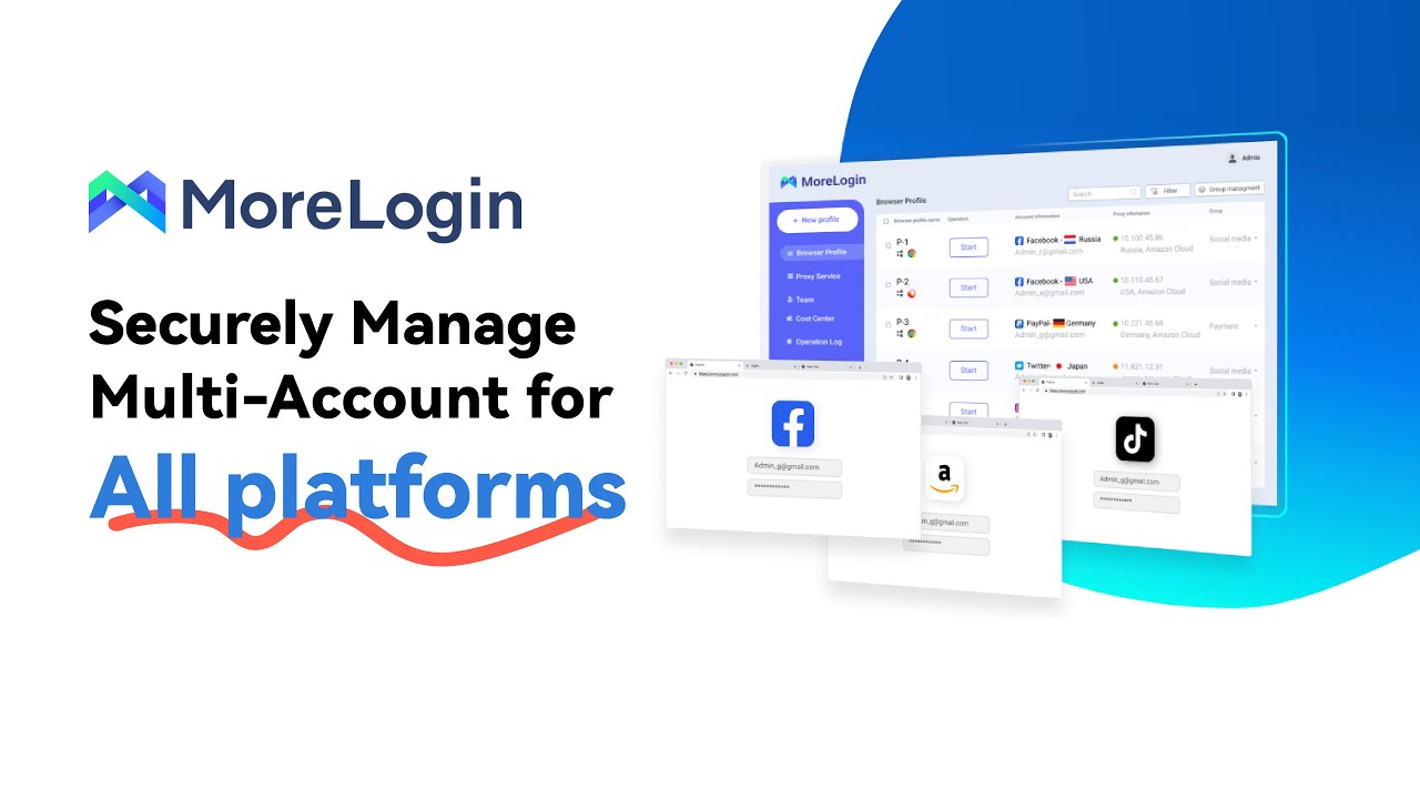 Using MoreLogin antidetect browser to manage Multi-Account Securely.
