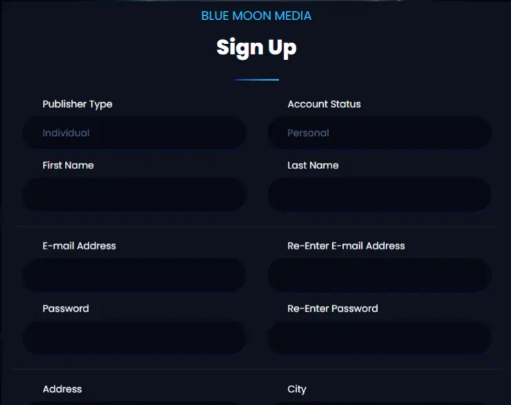 Blue Moon Media Sign Up