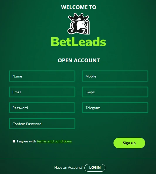 BetLeads Open Account