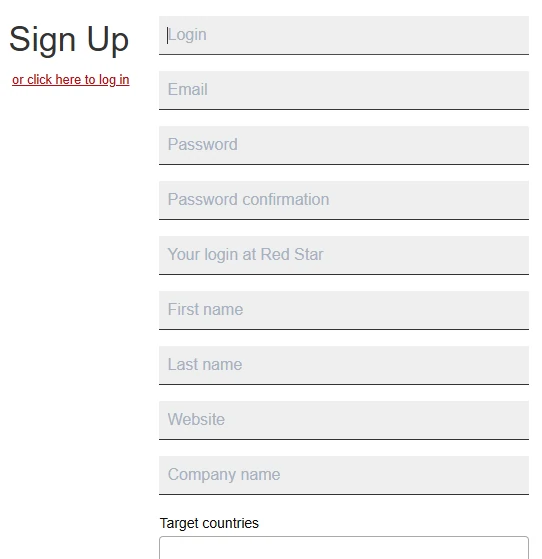 RedStar Affiliates Sign Up